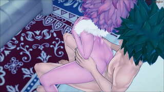 Izuku Midoriya fucking அவரது அழகான அணி துணையை மினா எதிராக ஒரு சுவர் - மக்களை அடிப்பது.